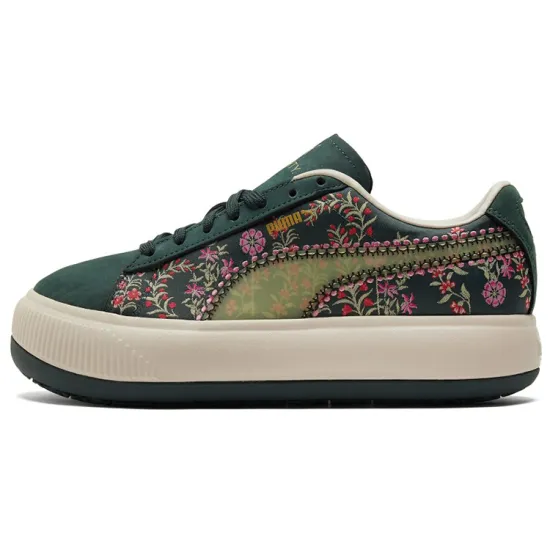 PUMA Suede Skateboarding Shoes Women's Low-top Green
