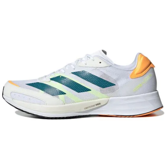 Adidas Adizero Adios 6 Running Shoes Men Low-top Ivory/Pine Green/Campfire Orange