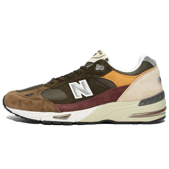 New Balance 991 Olive Burgundy Brown