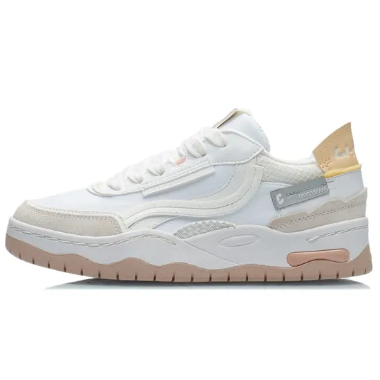 LINING CF Tracing Skateboard Shoes Women's Low-Top Standard White/Mist White