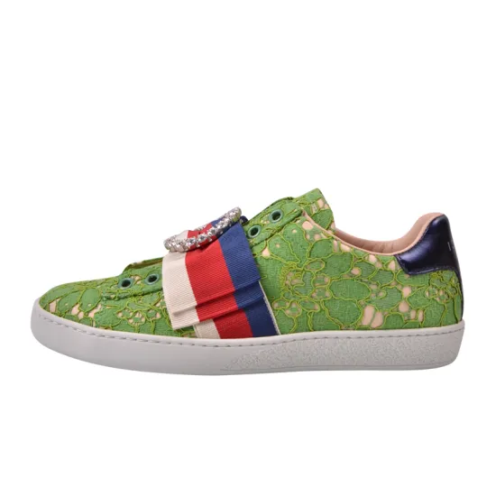 GUCCI Ace Skateboard Shoes Women's Low-Top Green
