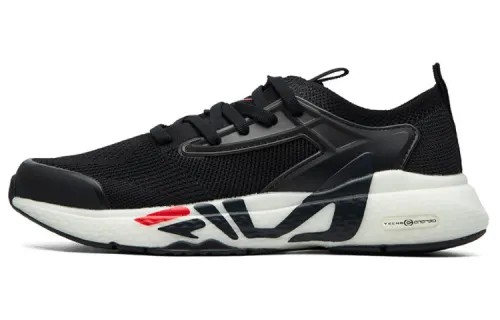 FILA Athletics Textile, Synthetic Leather Low top Casual Running Shoes Women's Black White
