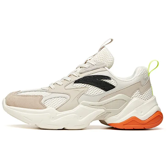 ANTA Running Shoes Men Low-Top Ivory White/Second Grey/First Grey