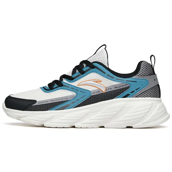 ANTA Running Shoes Men Low-Top Ivory White/Glossy Blue/Black