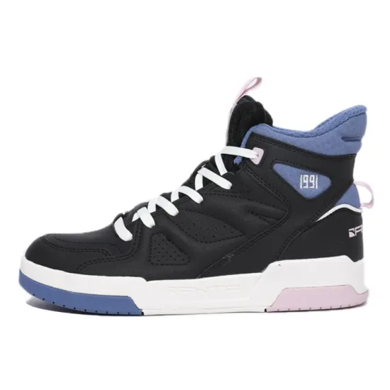 Anta Life Collection Height Increasing High-Top Skateboard Shoes Women's Black Blue
