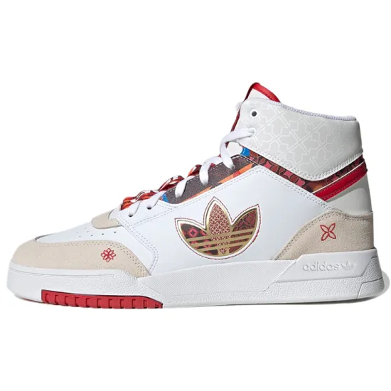 Adidas Originals Drop Step Skateboarding Shoes Unisex High-top White/Red