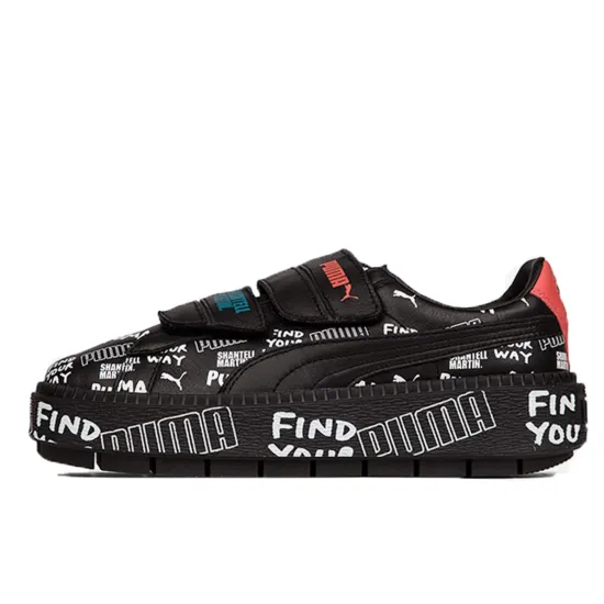 Puma Platform Trace Skateboarding Shoes Women's Low-top Black