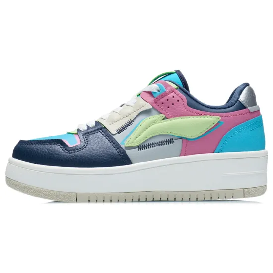 LINING Tianji Skateboard Shoes Women's Low-Top Light Aqua Blue/Black/Sunrise Red