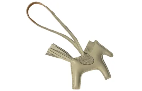HERMES Crocodile Leather Charms Unisex Craie Milkshake White