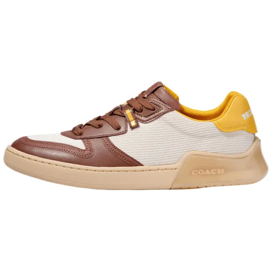 COACH CitySole Skateboard Shoes Men Low-Top Brown Yellow White