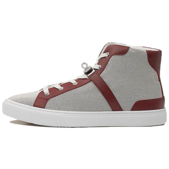 HERMES Daydream Skateboard Shoes Men High-Top Dark Reddish Purple/Red
