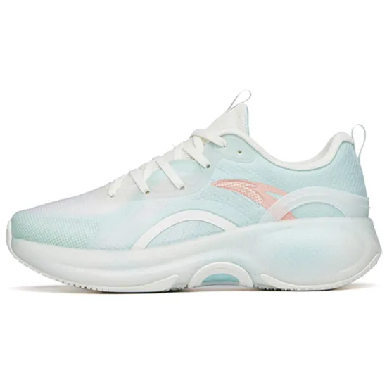 Anta Cushioned Anti-Slip Wear-Resistant Breathable Lightweight Low-Top Running Shoes Women's White Blue
