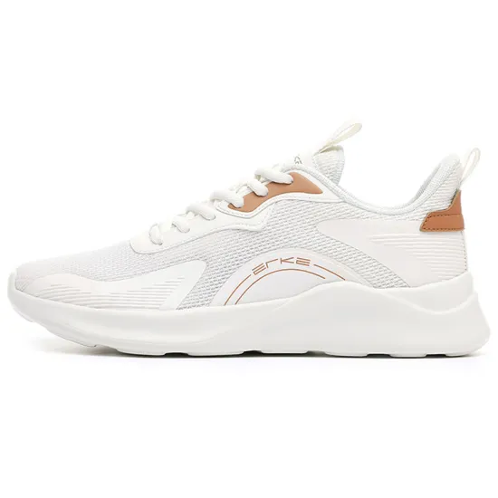 Erke Breathable Lightweight And Wear-Resistant Low-Top Running Shoes Men's White Brown