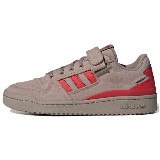 Adidas Originals FORUM Skateboard Shoes Unisex Low-top Light Gray Pink/red