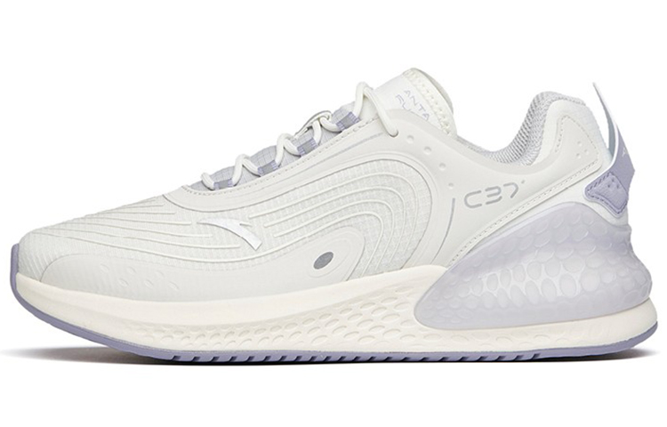 Anta C37+ Slip Resistant Abrasion Resistant Low top Running Shoes Women's White Gray Purple