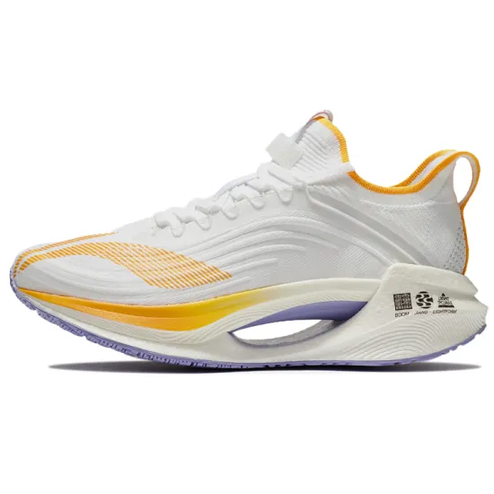 LINING Jueying Essential Running Shoes Men Low-Top Standard White/Fluorescent Mango Orange