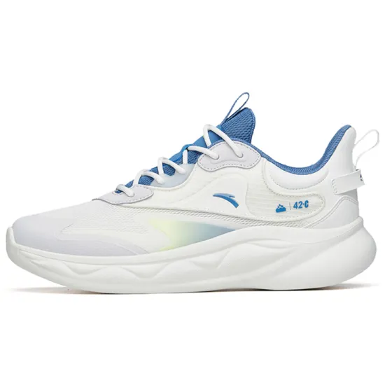 ANTA Mianbomb 2 Running Shoes Men Low-Top Ivory White/Era Blue