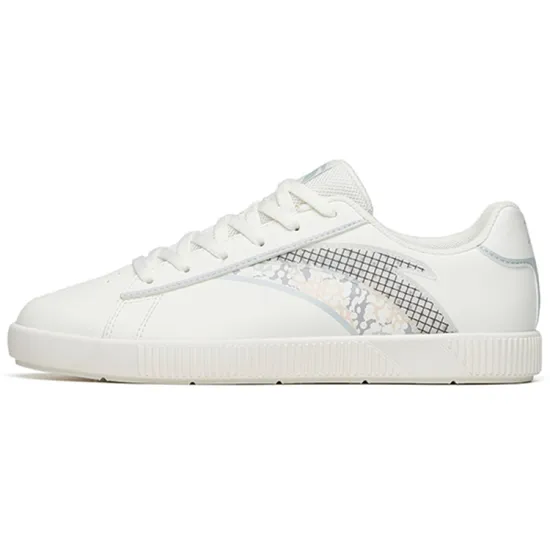 ANTA Skateboard Shoes Women's Low-Top Ivory White Gray Green