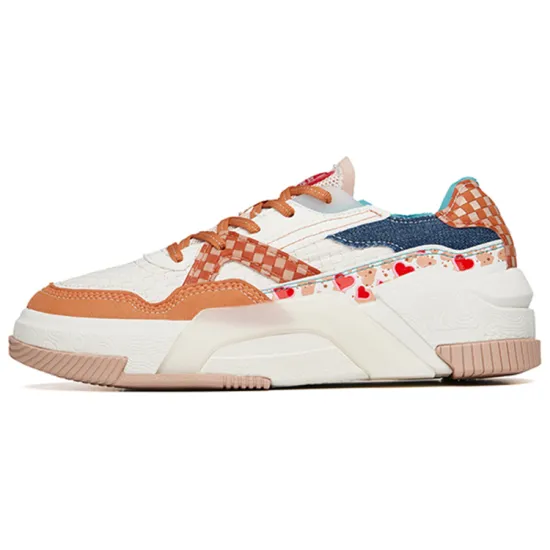 ANTA Life Collection Skateboard Shoes Women's Low-Top Ivory White/Milk Brown