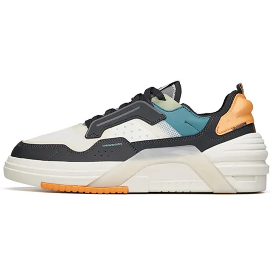ANTA Life Collection Skateboard Shoes Men Low-Top Ivory White/Carbon Gray/Water Gray