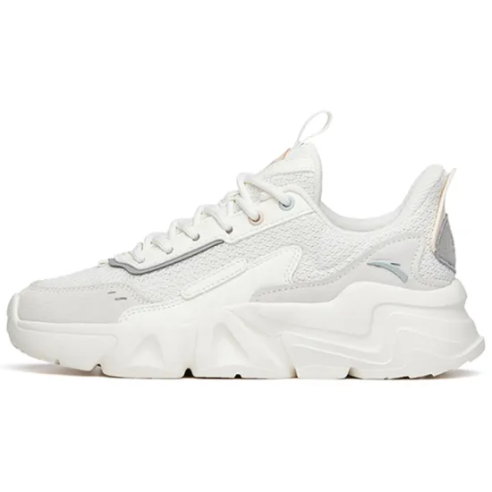 ANTA Life Collection Casual Shoes Women's Low-Top Ivory White Gray Green/Smoke Dust Brown