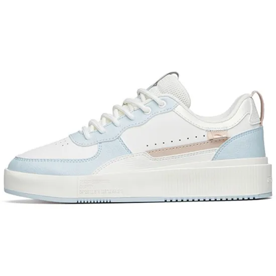 ANTA Life Collection Skateboard Shoes Women's Low-Top Ivory White/FANTAsy Blue