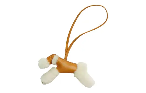 HERMES Budy Sheepskin Charms Unisex Yellow/White