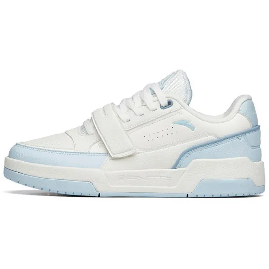 ANTA Life Collection Skateboard Shoes Women's Low-Top Ivory White/Light Sky Blue