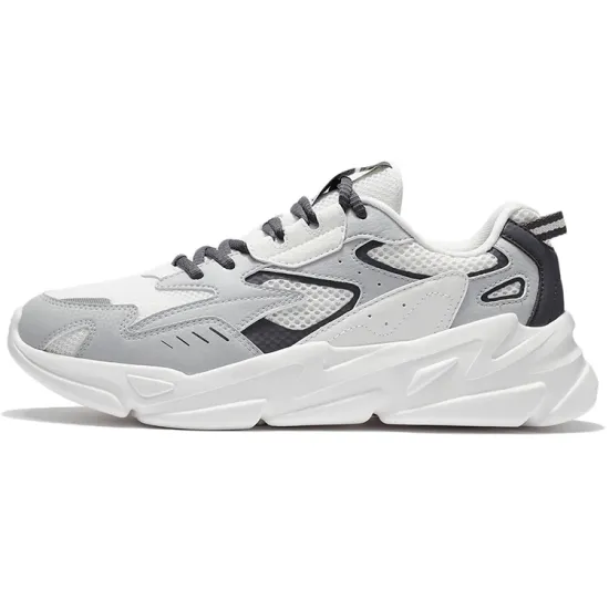 LiNing Cushioning Anti-Slip And Wear-Resistant Low-Top Casual Shoes Men's Gray White