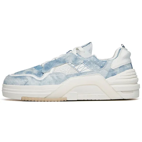ANTA Skateboard Shoes Men Low-Top Gray Blue/Ivory White