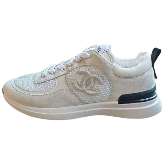 CHANEL Logo Sneaker White Black Women's