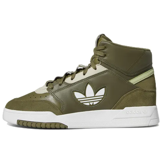 Adidas Originals Drop Step Skateboard Shoes Unisex High-top Dark Green/white/light Gray