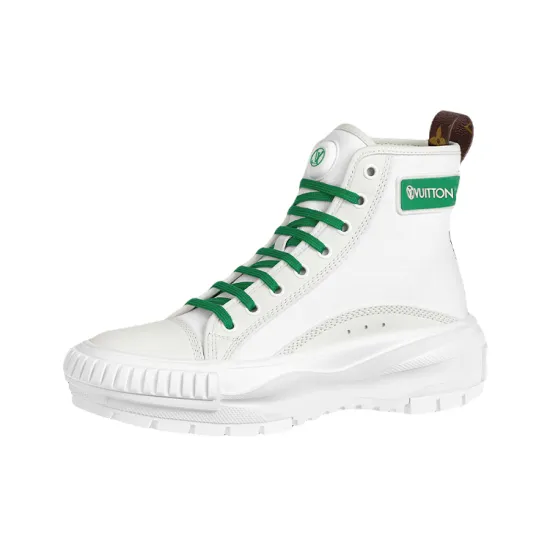 LOUIS VUITTON Square Suede Ankle Boots 'White Green' Women's