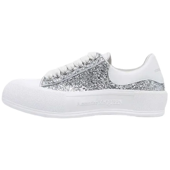 Alexander McQueen Glitter Deck Plimsoll 'Silver' Women's