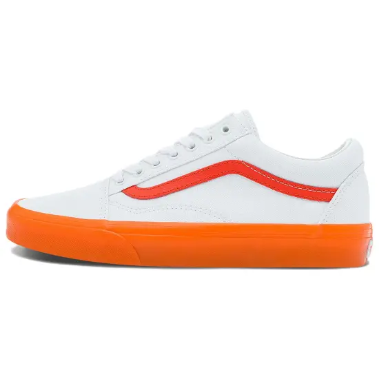 Vans Old Skool Casual Low Top Skate Shoes Small Orange Side Stripe Unisex 'White'