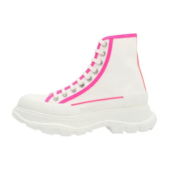 Alexander McQueen Tread Slick Lace-Up Boots White Fluo Pink Women's