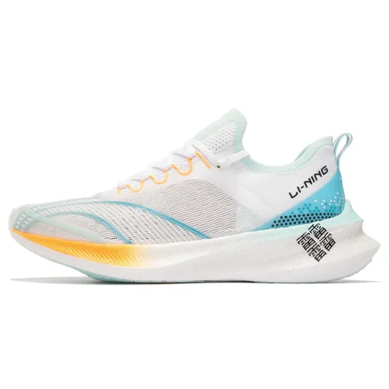 LINING Feidian Challenger Running Shoes Men Low-Top Standard White/Light Aqua Blue/Yellow