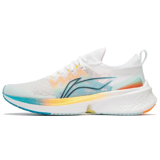 LINING Feidian Discovery Running Shoes Men Low-Top Standard White/Soft Aqua Blue/Yellow