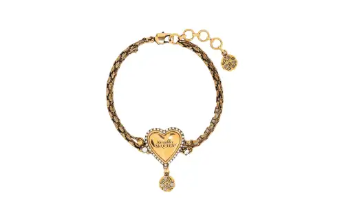 Alexander McQueen Brass pendant, golden bracelet