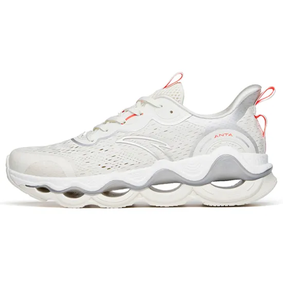 Anta Cushioned Slip-Resistant Abrasion-Resistant Low-Top Running Shoes Men's Ecru Silver