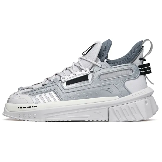 Anta Shadow Pro Edition Slip-Resistant Cushioning Wear-Resistant Low-Top Skateboard Shoes Men's White Gray