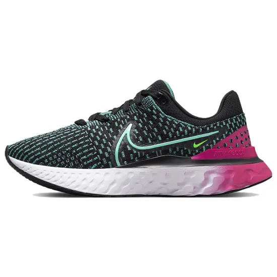 Nike React Infinity Run Flyknit 3 Black Pink Turquoise Women's