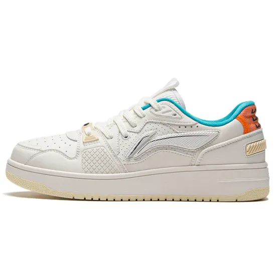 LINING Skateboard Shoes Men Low-Top Mist White/Ice Orange