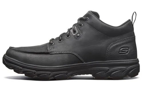 Skechers Sport Resment Leather Abrasion Resistant Low top Casual Shoes Men's Black