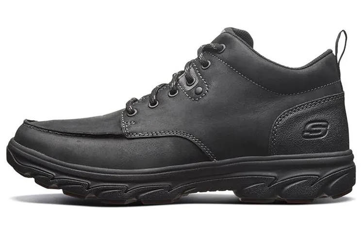 Skechers Sport Resment Leather Abrasion Resistant Low top Casual Shoes Men's Black