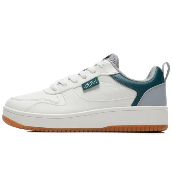 ANTA Life Collection Skateboard Shoes Men Low-Top Ivory White/Ink Tea Green/Misty Gray