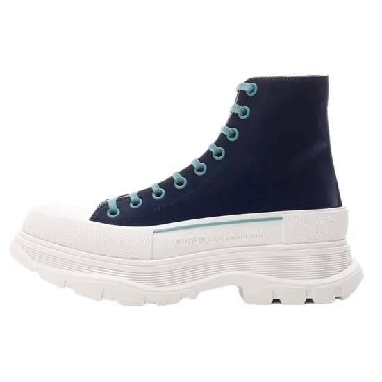 Alexander McQueen Tread Slick Lace Up Boot Blue White
