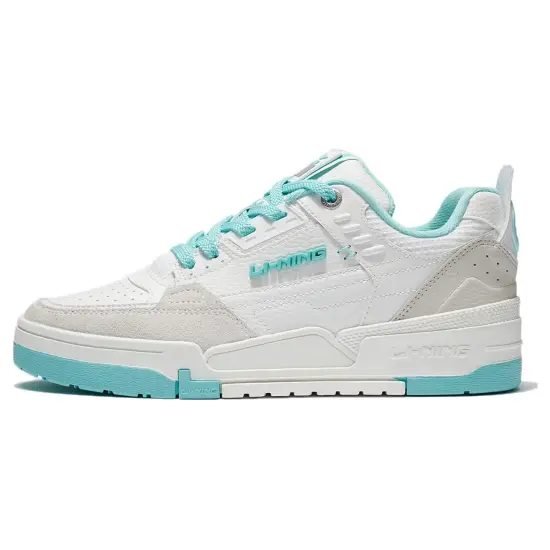 LINING Skateboard Shoes Women's Low-Top Champagne White/Light Mint Green