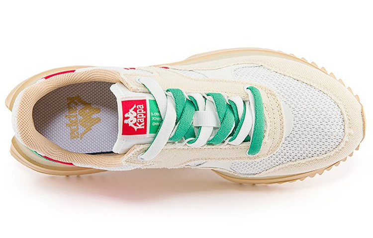 Kappa Textile, Synthetic Leather Cushioning Slip Resistant Abrasion Resistant Low top Running Shoes Unisex White
