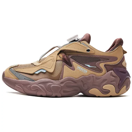 Erke Casual Shoes Men Low-Top Khaki/Lotus Purple Gray
